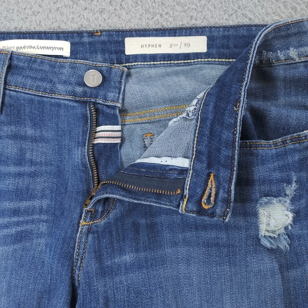 Pilcro and the Letterpress Jeans Womens 29 Blue Hyphen Medium Wash Distressed